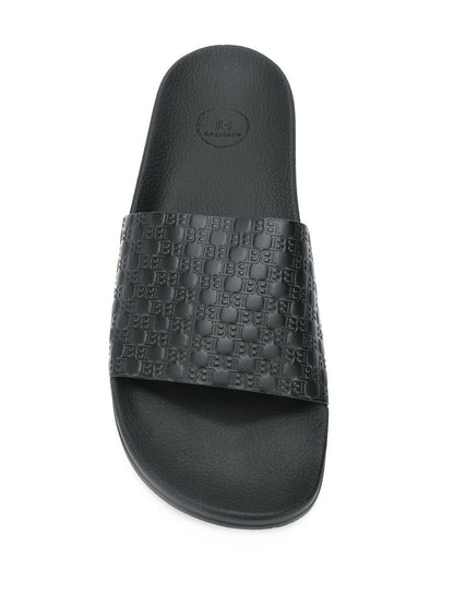 BALMAIN Embossed Logo Sliders Black