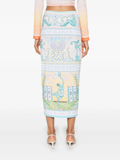CASABLANCA WOMEN Vase Printed Midi Pencil Skirt Multi