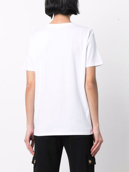 BALMAIN WOMEN Foiled logo-print cotton T-shirt White