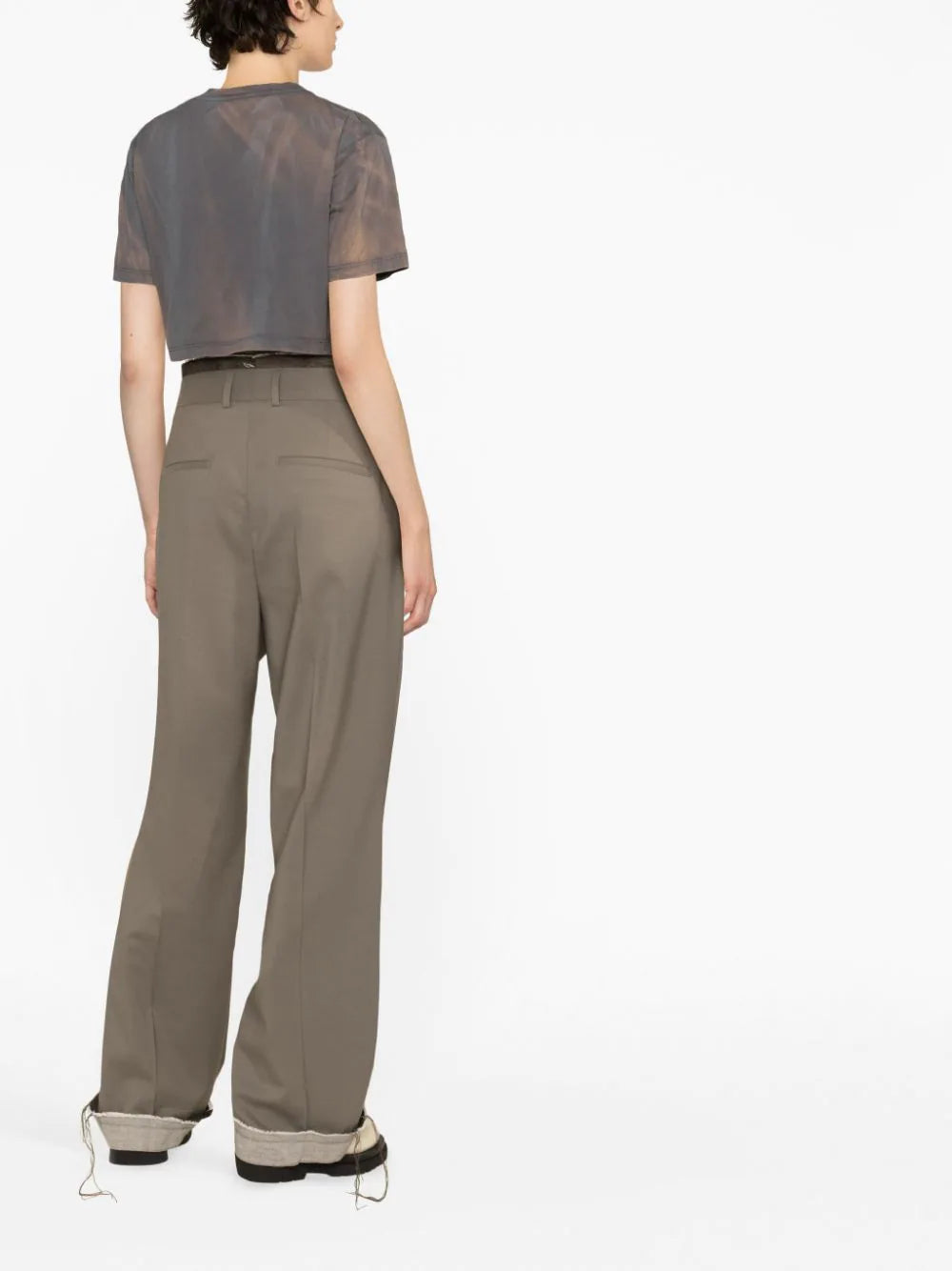 OFF-WHITE WOMEN Laundry Crop T-Shirt Brown/Brown