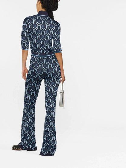 PACO RABANNE WOMEN Monogram Jacquard Top Blue