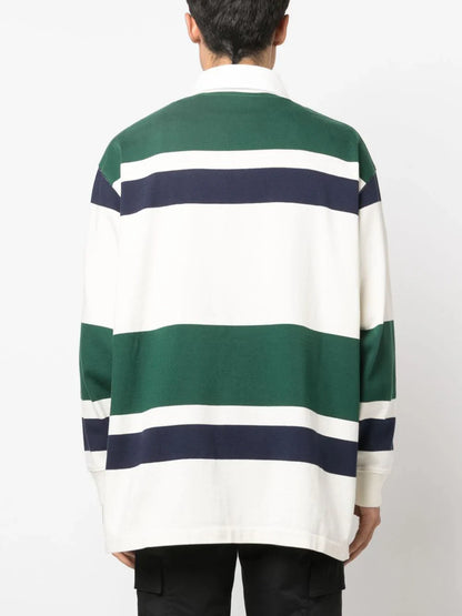PALM ANGELS Pa Monogram Rugby Oversized Polo Shirt White Green