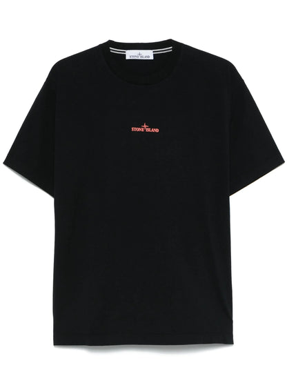 STONE ISLAND Camo-logo T-shirt Black