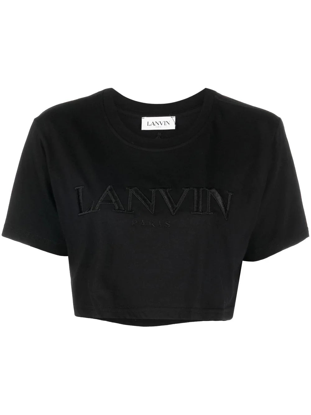 LANVIN WOMEN Logo-embroidered Cropped T-shirt Black