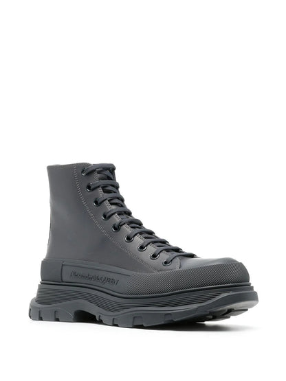 ALEXANDER MCQUEEN Ankle Lace-up Design Boots Charcoal