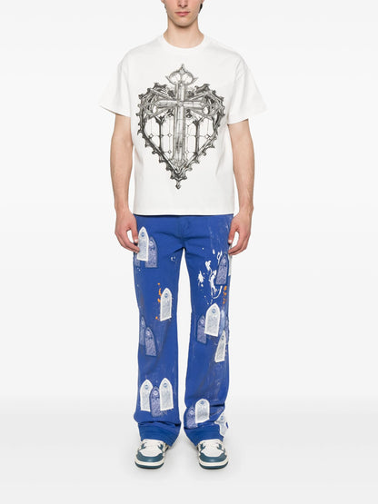 WHO DECIDES WAR Sacred Heart Short Sleeve T-shirt Cloud White
