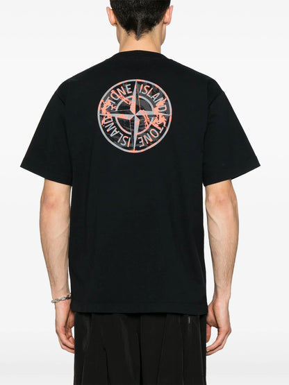 STONE ISLAND Camo-logo T-shirt Black