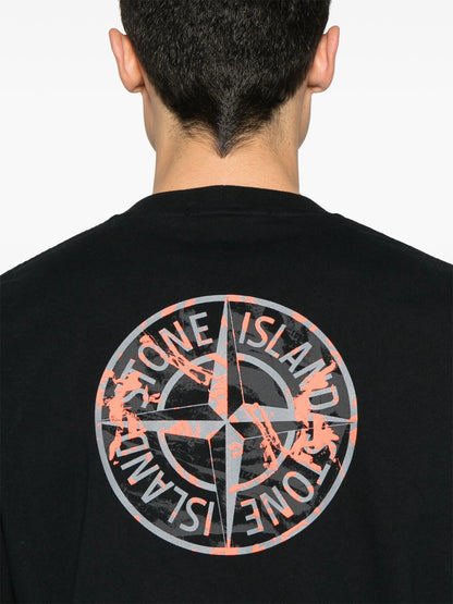 STONE ISLAND Camo-logo T-shirt Black
