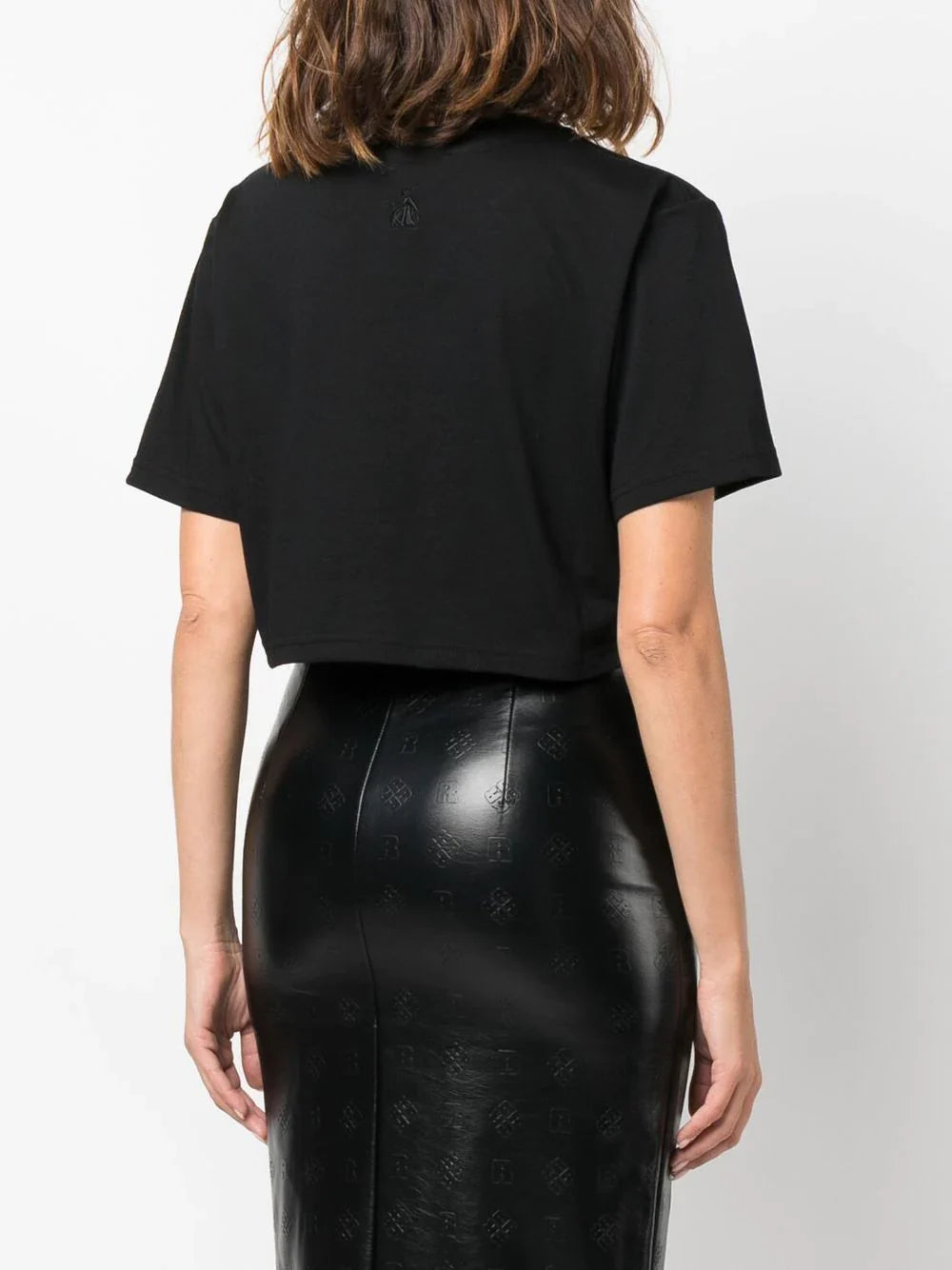 LANVIN WOMEN Logo-embroidered Cropped T-shirt Black