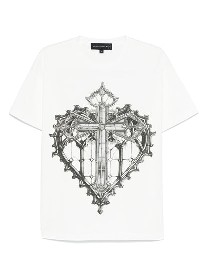 WHO DECIDES WAR Sacred Heart Short Sleeve T-shirt Cloud White