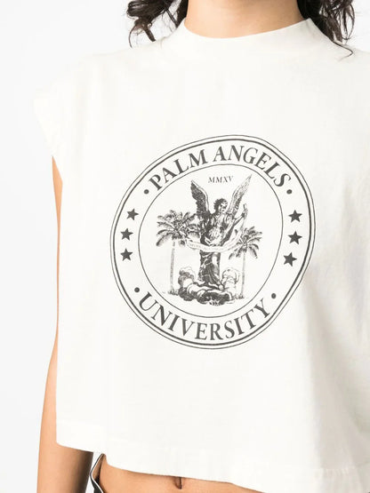 PALM ANGELS WOMEN College Muscle Tee Butter/Black
