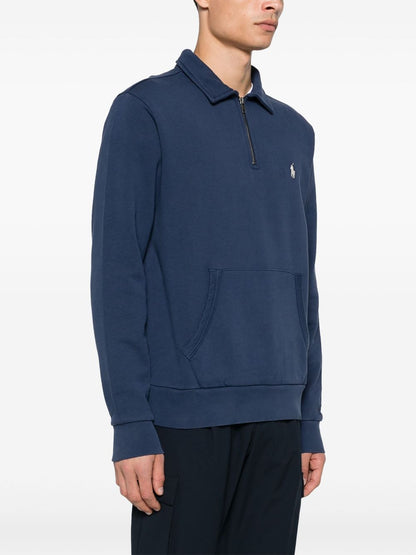 RALPH LAUREN Polo Pony Cotton Zip Sweatshirt Navy