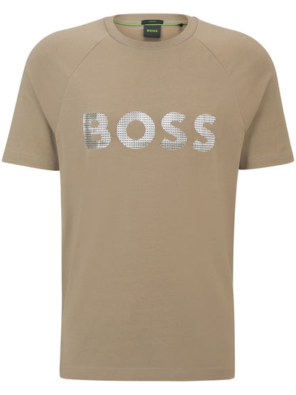 BOSS Seasonal Logo Print Stretch Cotton T-Shirt Light/Pastel Green