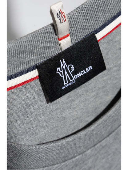 MONCLER GRENOBLE Mountain Logo Embroidered T-Shirt Grey