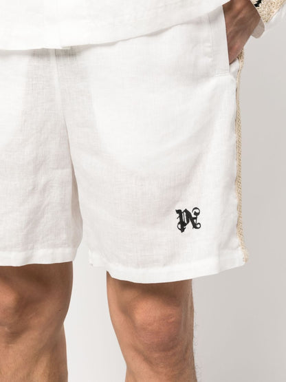 PALM ANGELS PA Monogram Track Shorts White