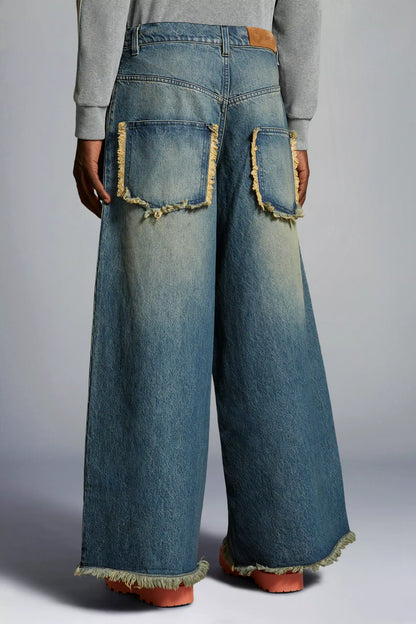 MONCLER GENIUS X 8 MONCLER PALM ANGELS Wide Leg Jeans Blue