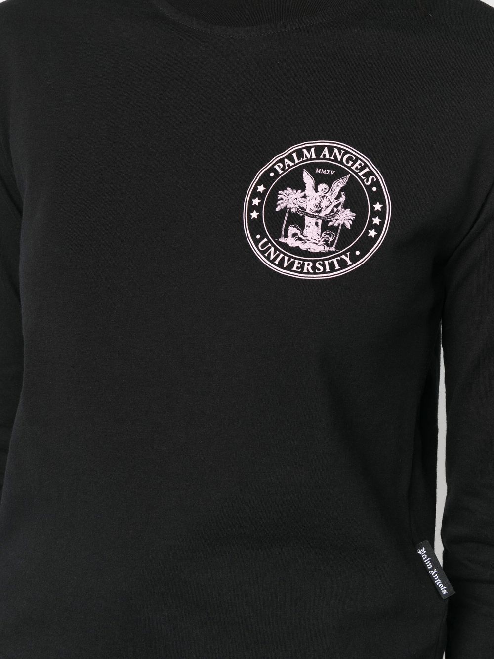 PALM ANGELS WOMEN College Fitted Tee L/S Black/Coral
