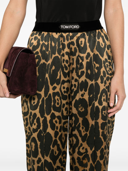 TOM FORD WOMEN Leopard Print Trousers Brown