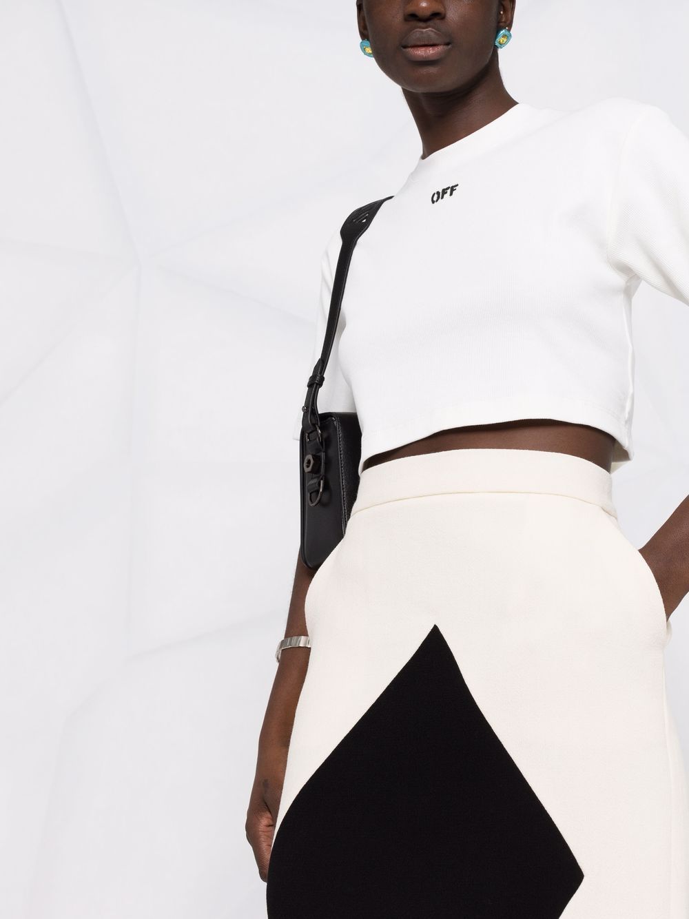 OFF-WHITE WOMEN Off Stamp Cropped T-Shirt White