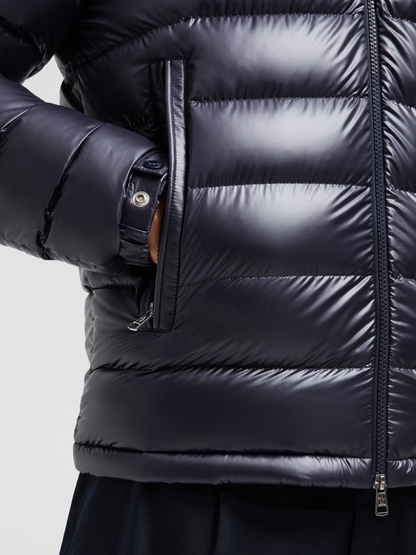 MONCLER Besines Double Hood Short Down Jacket Navy
