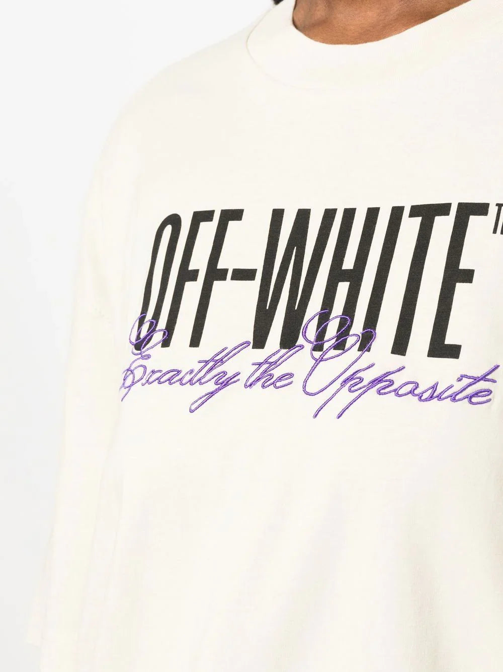 OFF-WHITE WOMEN Big Logo Opposite Over Tee Beige/Black