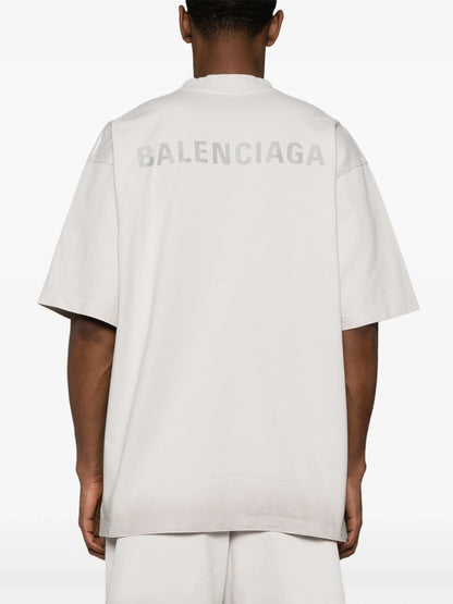 BALENCIAGA Logo-Print Cotton T-Shirt Chalk White