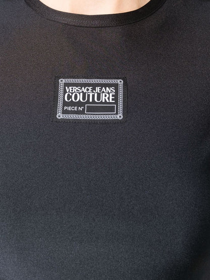 VERSACE WOMEN Logo Patch Crop Top Black
