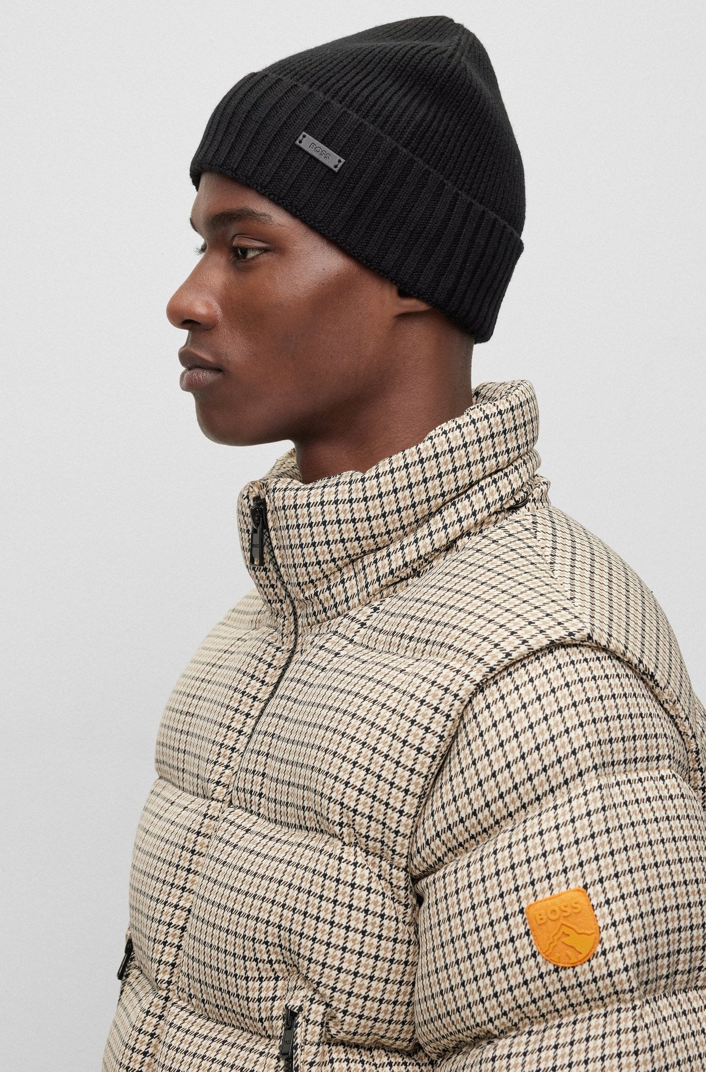 BOSS Fati-L Rib-knit Beanie Black