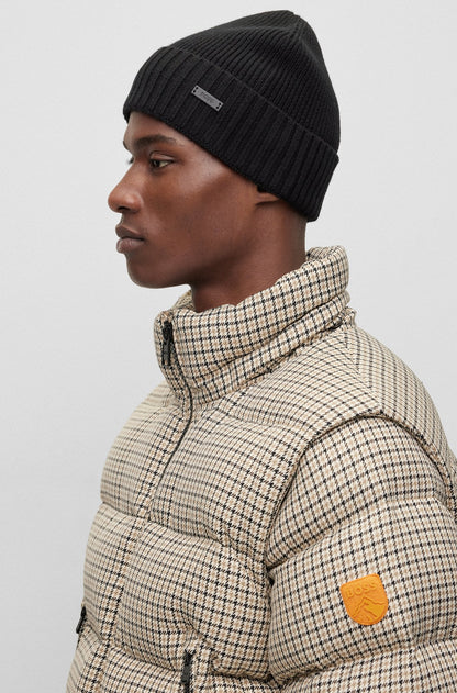 BOSS Fati-L Rib-knit Beanie Black