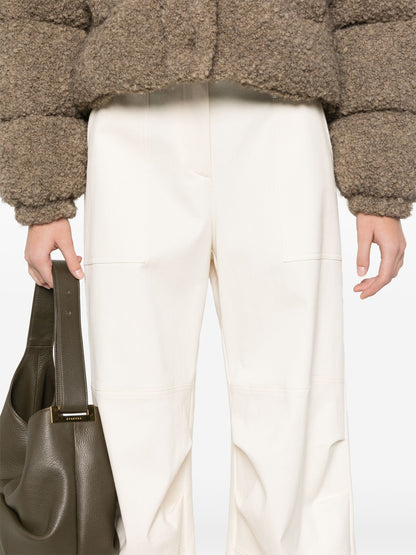 MONCLER WOMEN Stretch Cotton Cargo Trousers Beige