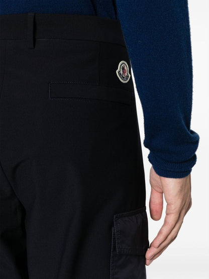 MONCLER Jersey Felt Logo Patch Trousers Navy