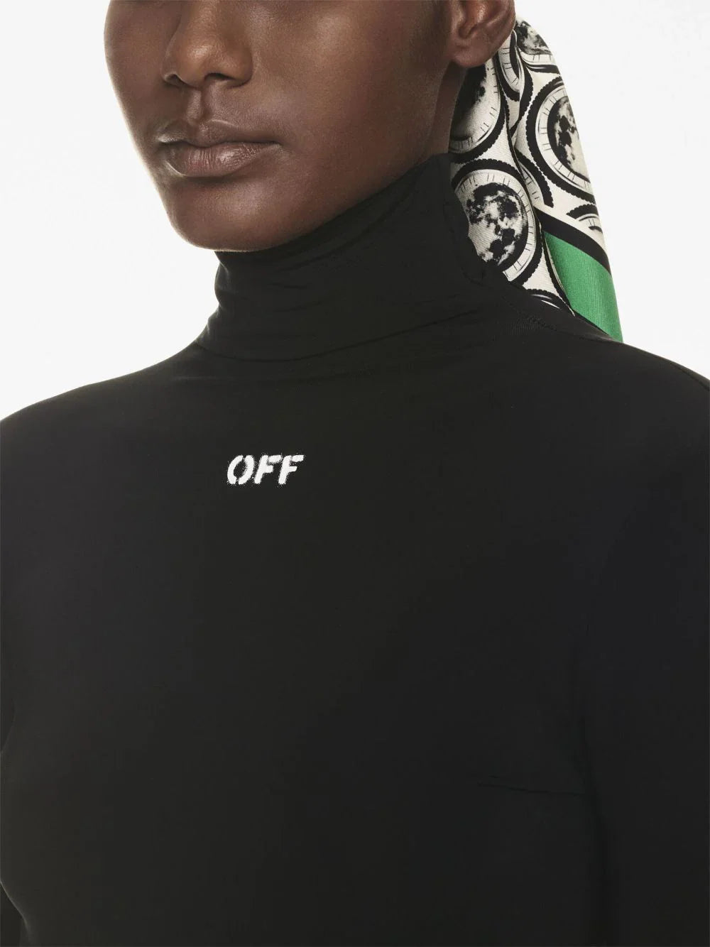 OFF-WHITE WOMEN OFF Stamp Long Sleeves Turtle Neck Top Black White