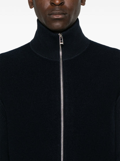 BOSS H-Emeraviglio Cable Knit Zip Up Jacket Dark Blue