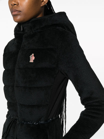 MONCLER GRENOBLE WOMEN Padded Fleece Zip Up Hoodie Black