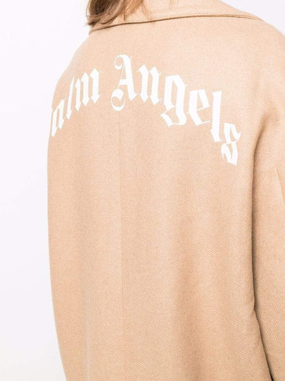 PALM ANGELS WOMEN Round Logo Coat Beige