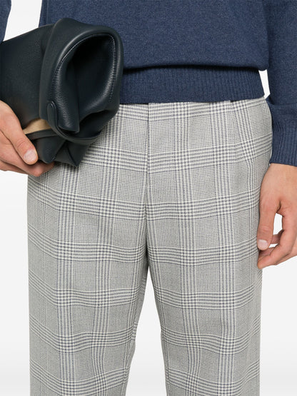 BOSS C-Peter Tartan-Check Trousers Grey/Navy
