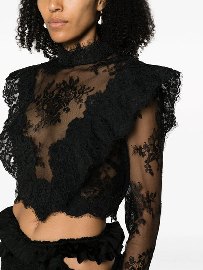 ZIMMERMANN WOMEN Sensory Lace Bodice Top Black