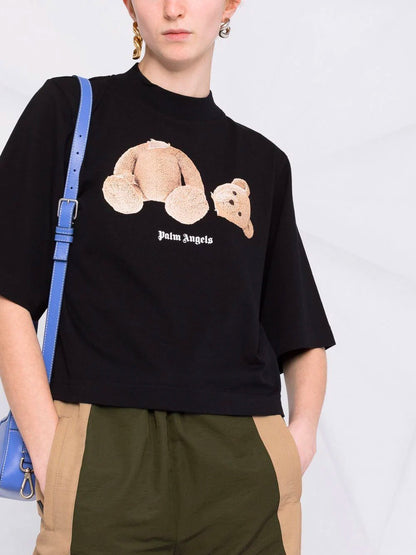 PALM ANGELS WOMEN Bear Cropped Tee Black