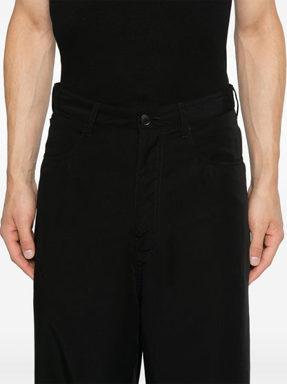 BALENCIAGA Wide Leg Lyocell Mid-Rise Trousers Black
