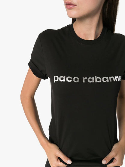 PACO RABANNE WOMEN Logo Print T-Shirt Black