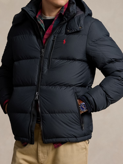 RALPH LAUREN Logo Patch Embroidered Puffer Jacket Black