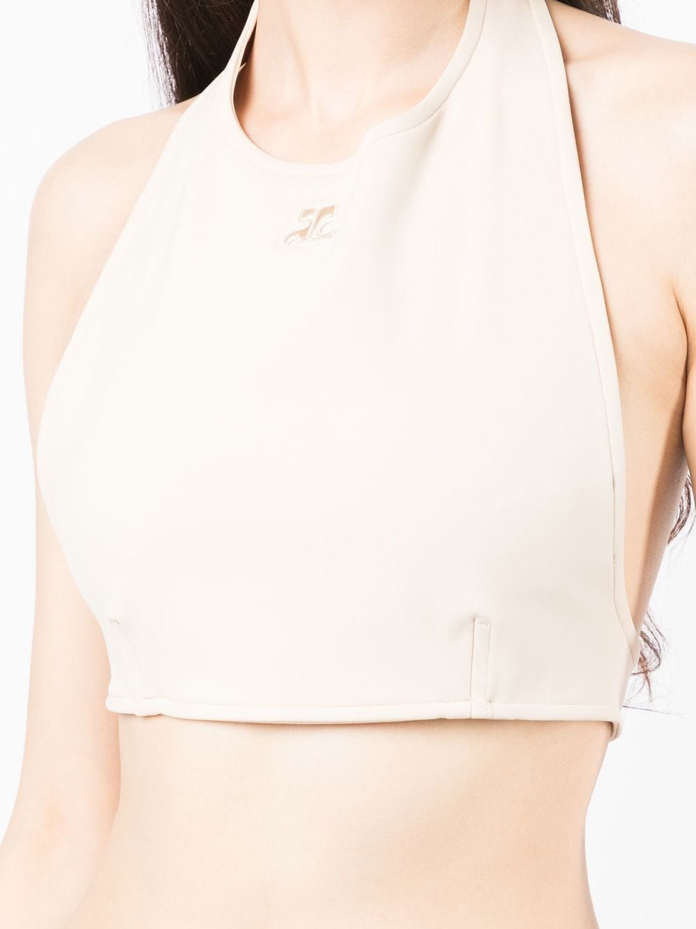 COURRÈGES WOMEN Embroidered-logo top Beige