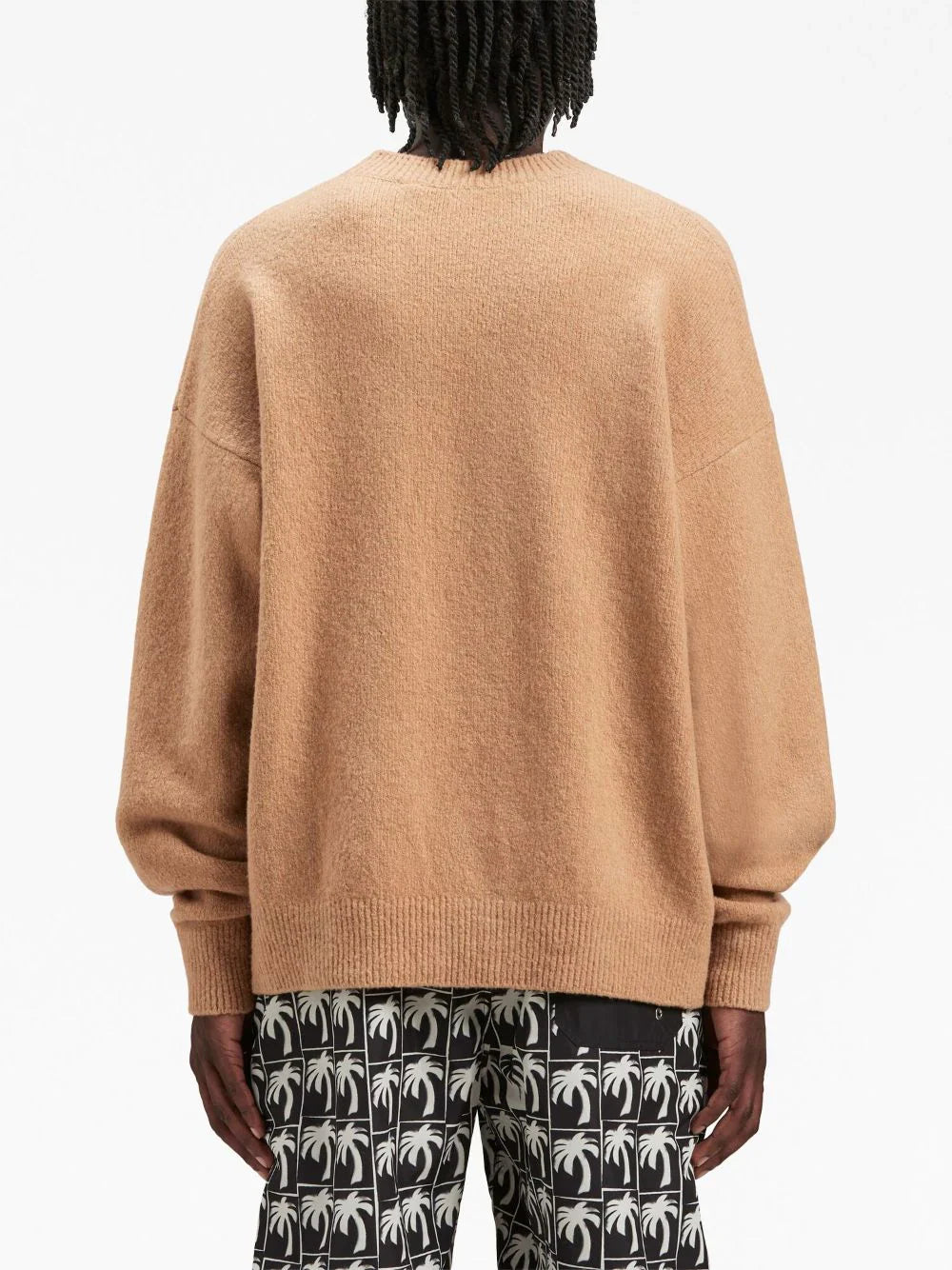 PALM ANGELS Basic Logo Knit Sweatshirt Camel/Black