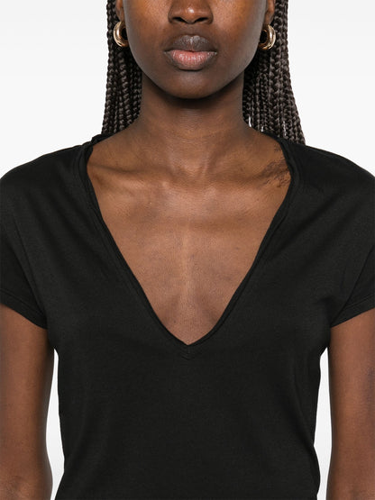 TOM FORD WOMEN Logo Silk T-Shirt Black