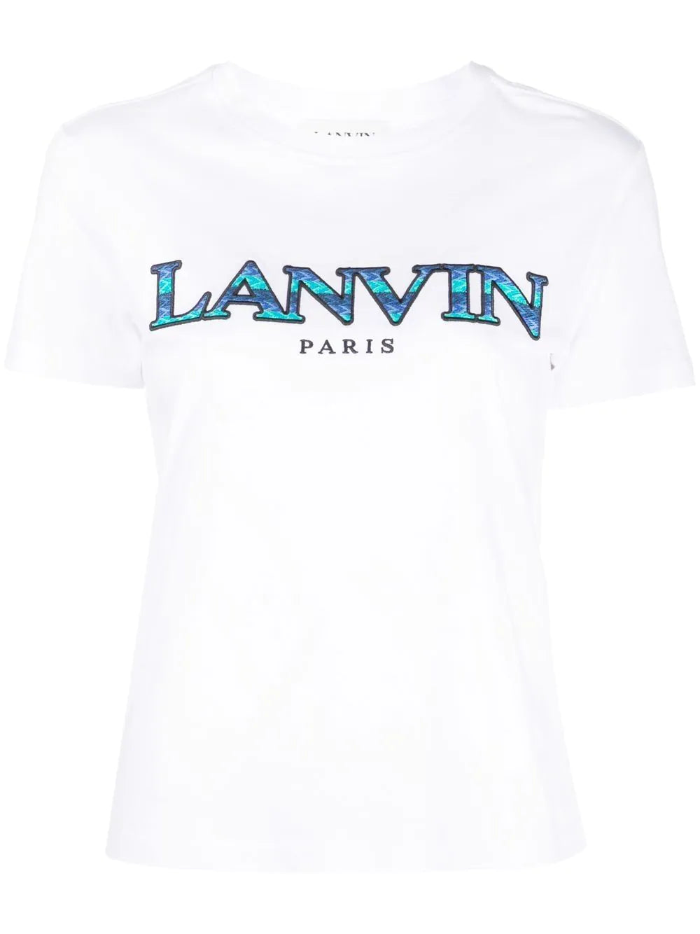 LANVIN WOMEN Logo-embroidered Cotton T-shirt Optic White