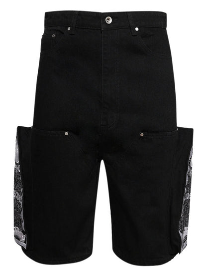 WHO DECIDES WAR Side Embroidery Shorts Black