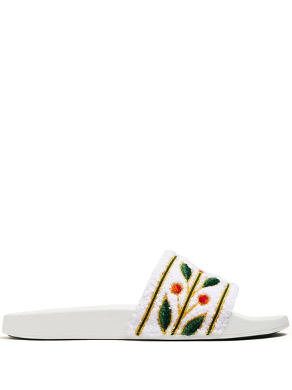 CASABLANCA Embroidered Terry Slider White Laurel