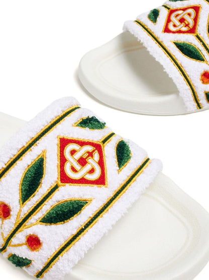 CASABLANCA Embroidered Terry Slider White Laurel