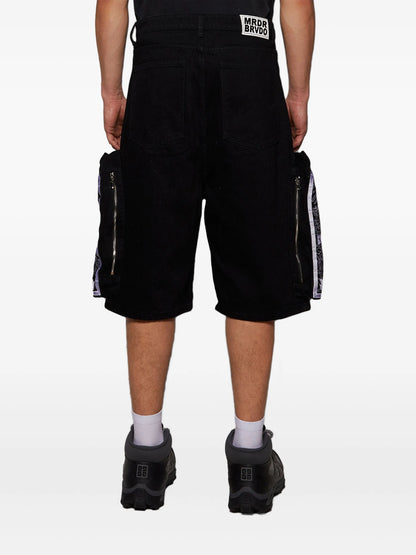 WHO DECIDES WAR Side Embroidery Shorts Black