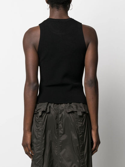 DIESEL WOMEN M-Onerva Cut-out Logo-plaque Knitted Top Black